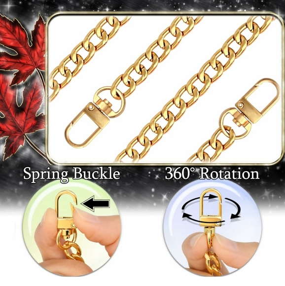 4 Different Sizes Flat Purse Chain Iron Bag Link Chains Shoulder Straps Chains w - Picture 6 of 6